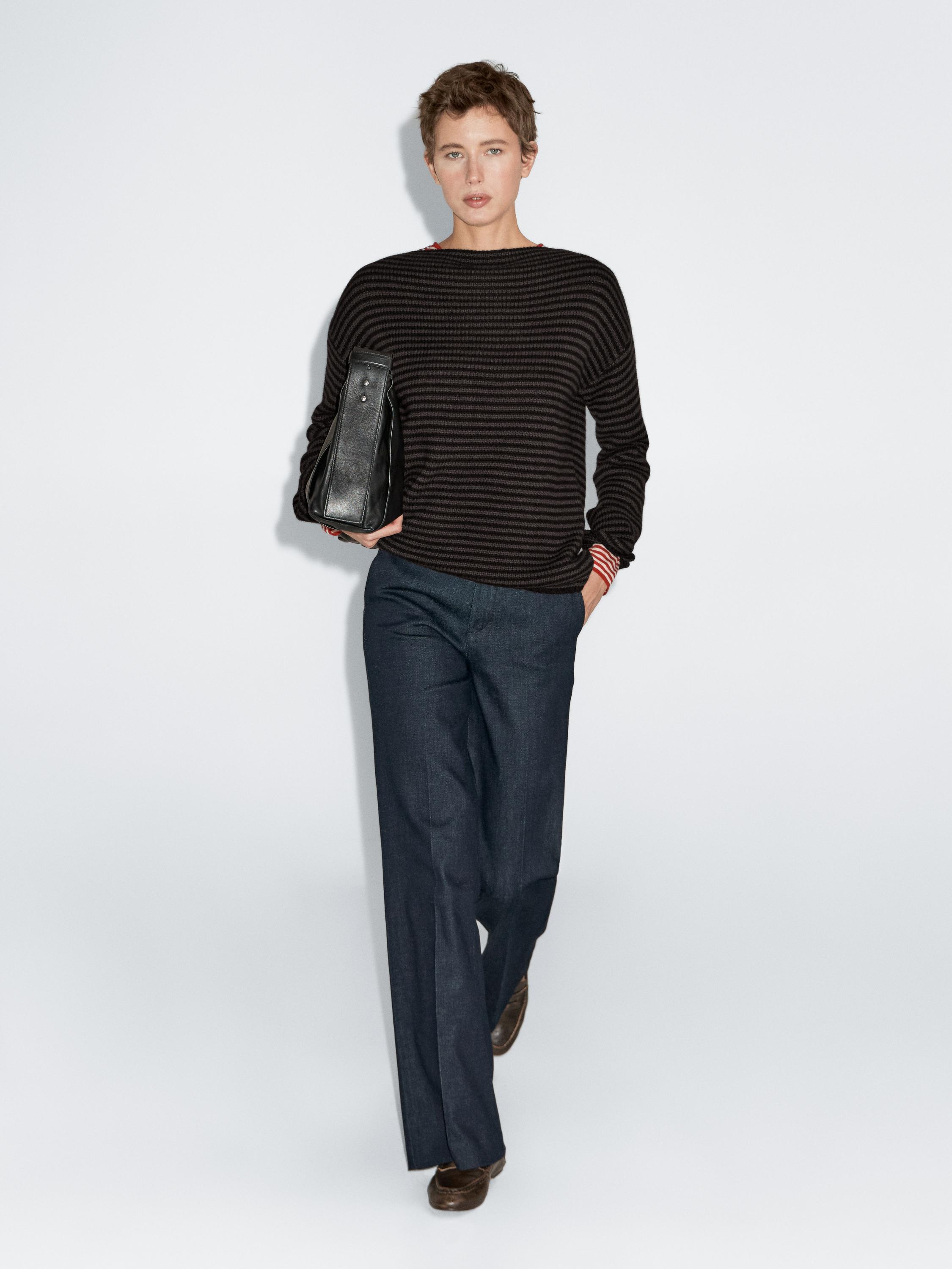 Striped wool knit sweater